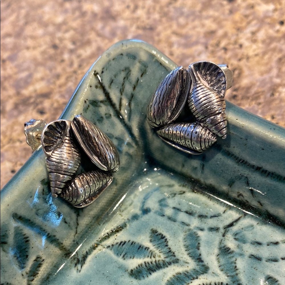 Kabana Sterling Silver Sea Shell Post Earrings Sea Life Ocean -Mismatched Backs